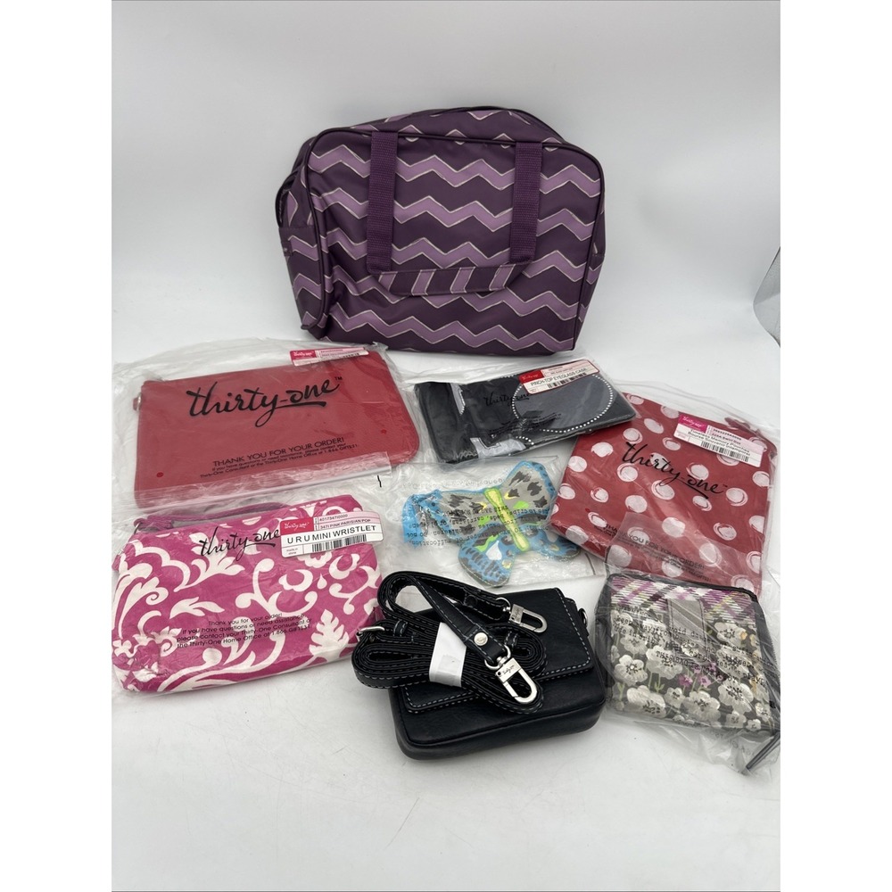 Lot Of 8 - Thirty One Wristlet, Makeup Bag, Crossbody, Coin purse